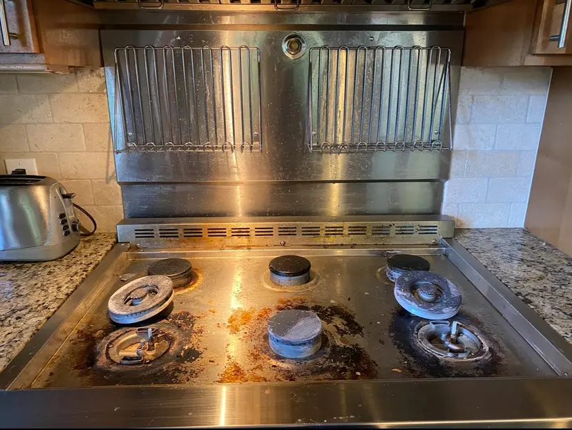 Stovetop deep clean — before
