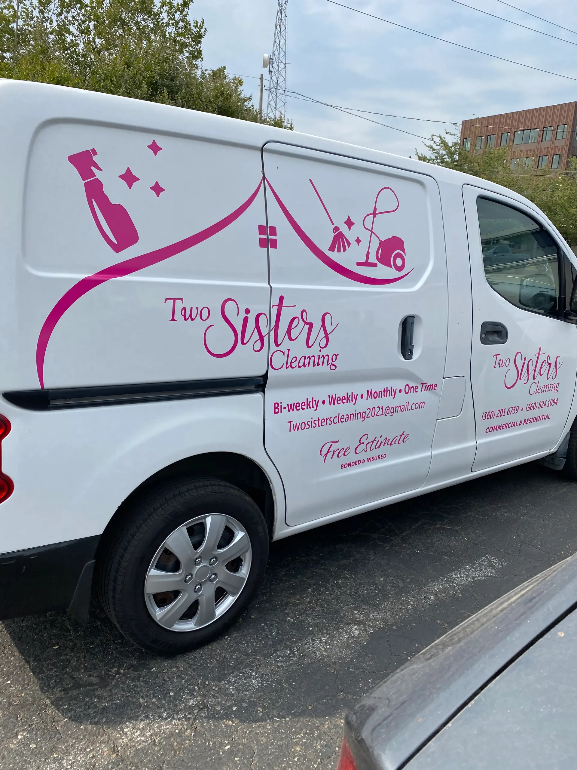 Two Sisters Cleaning service van